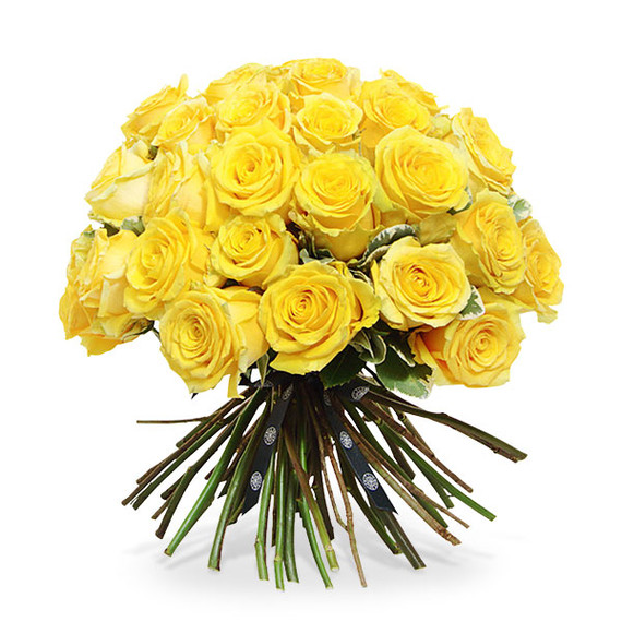A massive selection of 100 long-stem yellow luxury roses (70cm)