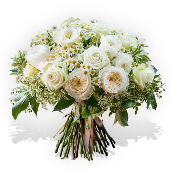 White English Rose Bridal Bouquet